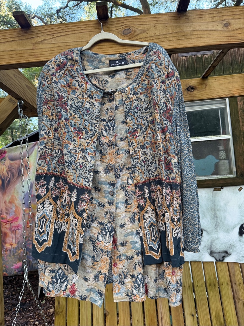 Carole little vintage Women's Multicolor Printed Button-Front Jacket